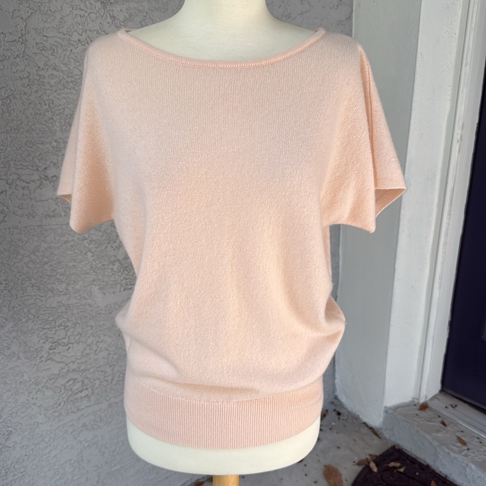 Banana Republic Emeline Dolman Peach Cashmere Short Sleeve Sweater Small